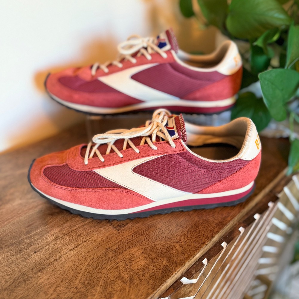 Brooks Vanguard Heritage Running Shoes Mens 12 Red Burgundy Retro Suede Sneakers